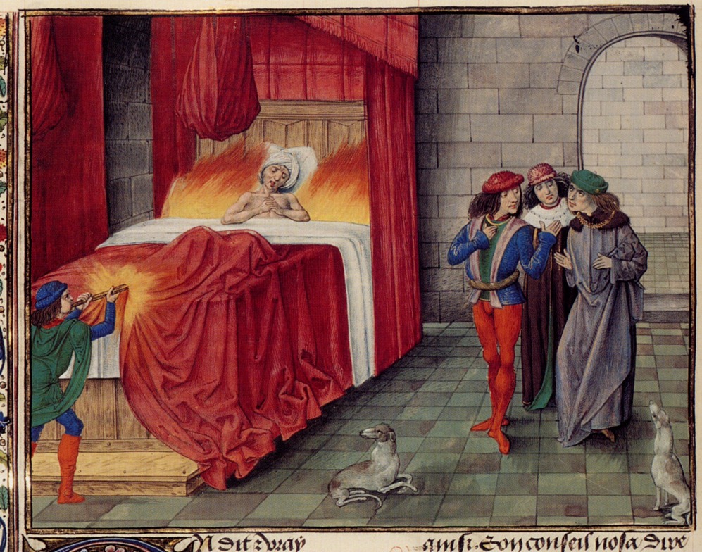 Karol II Zły pokonany przez płonącą wódkę